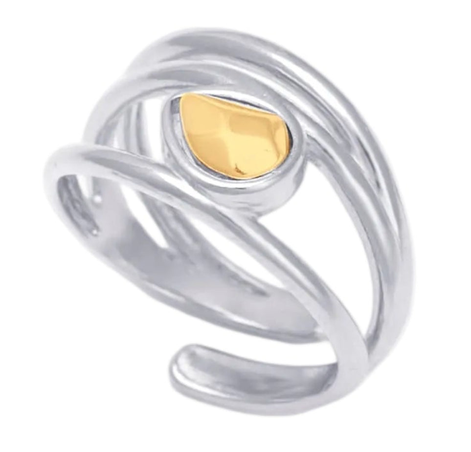 Anel Gota Verso Prata