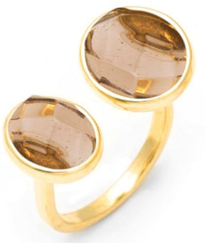 Anel Duplo Quartzo Fumê Ajustável