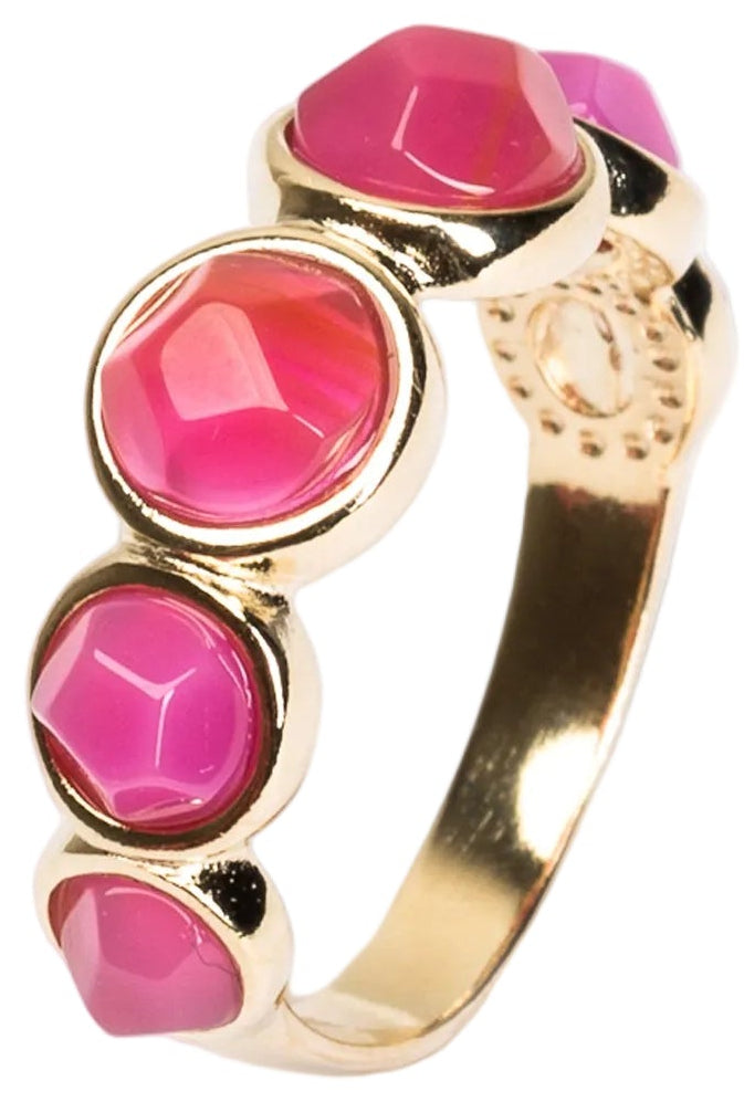 Anel Energia Bolinha Ágata Pink Listrada