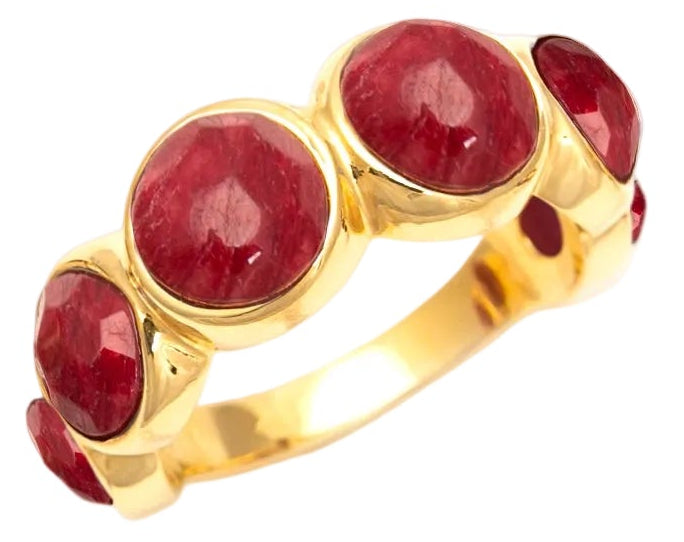 Anel Energia bolinha Howlita Vermelha