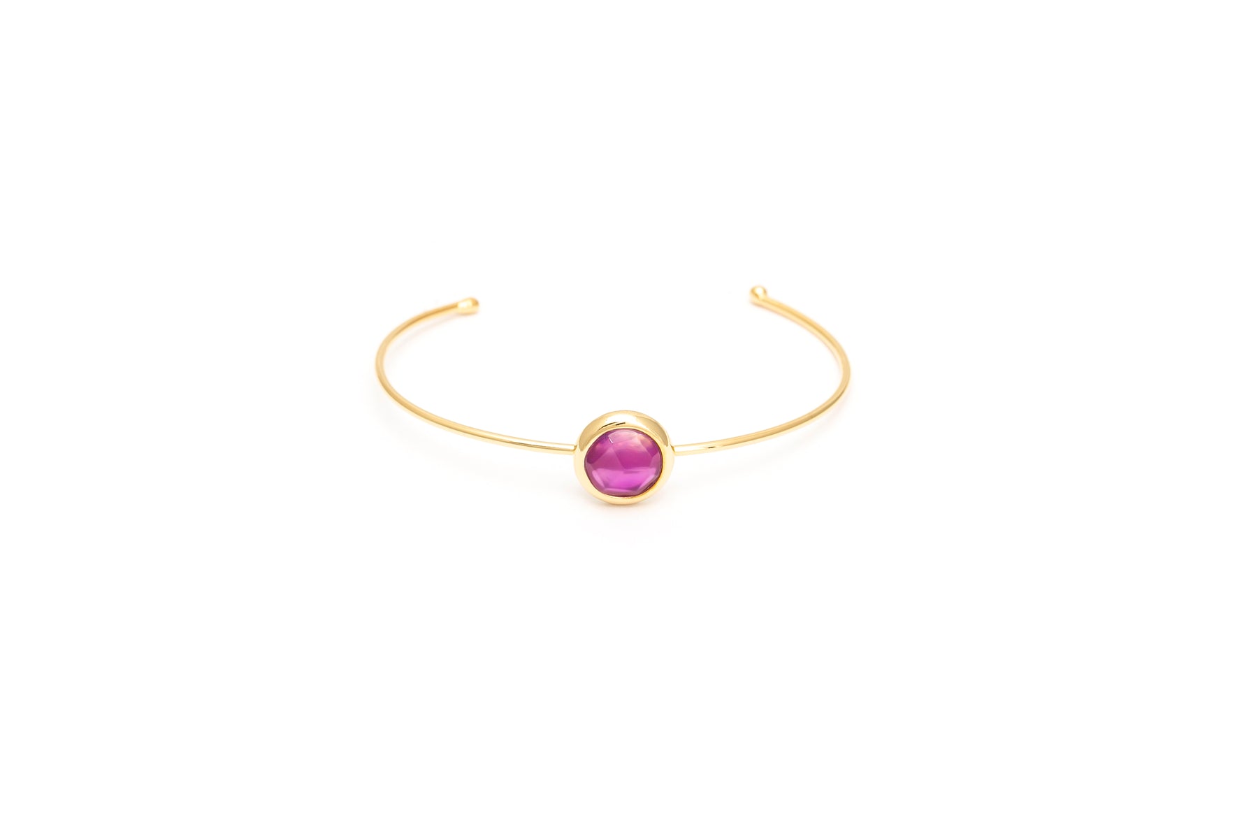 Bracelete Energia redondo ouro Ágata Roxa Listrada