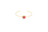 Bracelete Energia redondo ouro Howlita Vermelha