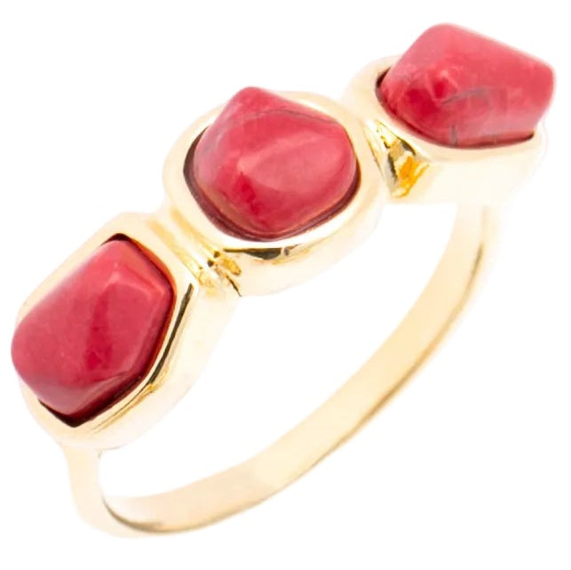 Anel Clássico Energia Howlita Vermelha