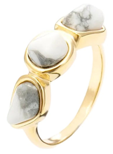 Anel Clássico Energia Howlita Branca