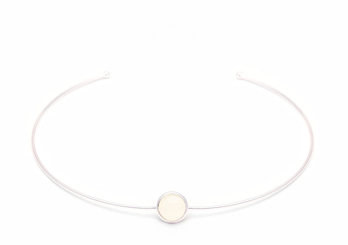 Gargantilha Ball Energia Quartzo Branco Prata