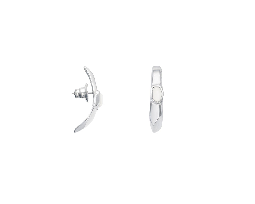 Brinco Ear Hook Aresta Madrepérola Prata