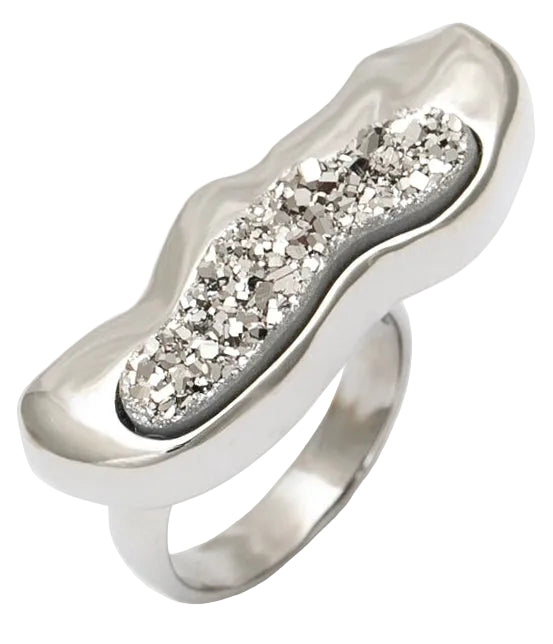 Anel Aster Cosmos Drusa Ródio Negro