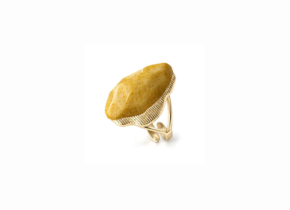 Maxi Anel Ajustável Prisma Feldspato Amarelo
