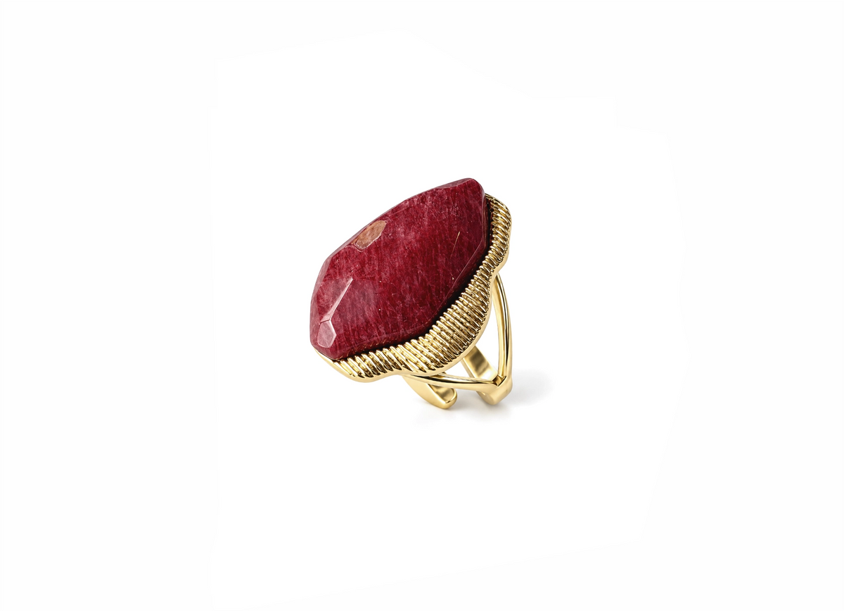 Maxi Anel Ajustável Prisma Feldspato Vermelho