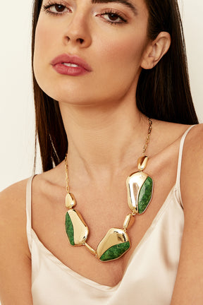 Colar Dual Maxi Com Howlita Verde
