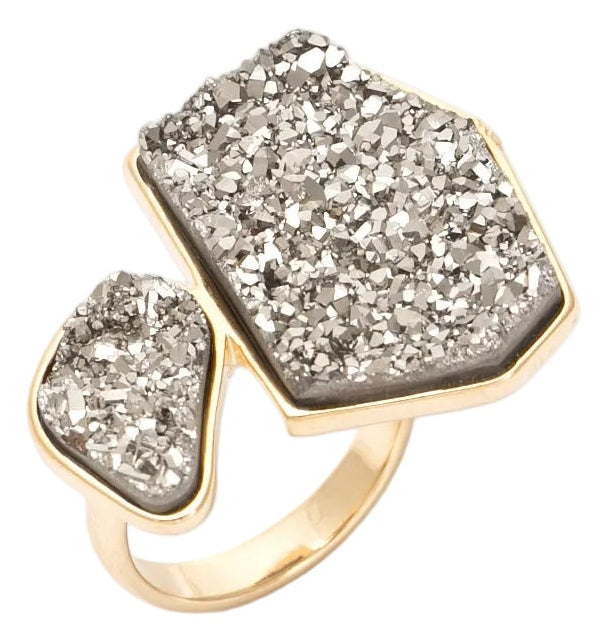 Anel PF Drusa Titânio e Drusa Titânio