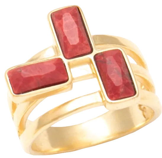 Anel Cores da Alma Howlita Vermelha