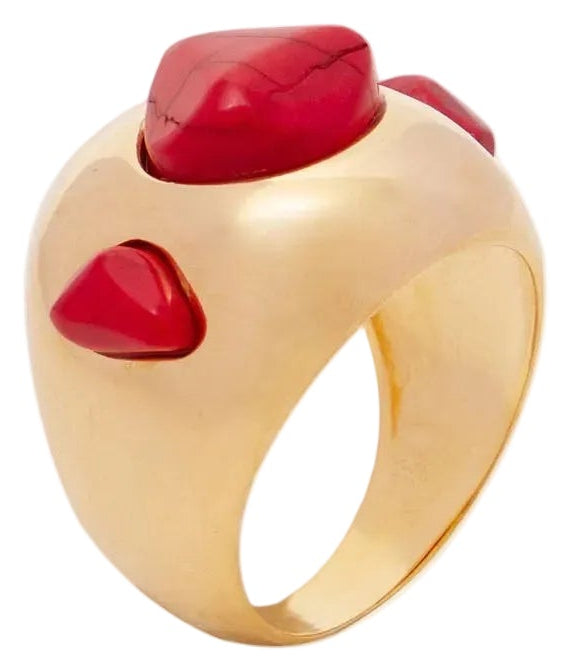 Anel Circle União Howlita Vermelha